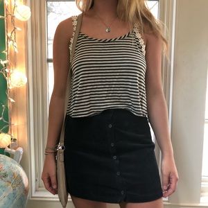 Daisy Flower Black and White Striped Tank